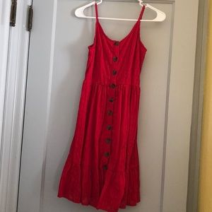 A red flowy dress